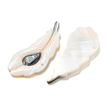 Natural Freshwater Shell & Black Lip Shell & Paua Shell & Natural White Shell Big Pendants(BSHE-G034-01)-2