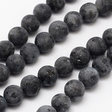 8mm Black Round Labradorite Beads