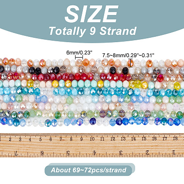 9 Strands 9 Color Electroplate Glass Beads Strands(EGLA-AR0001-21)-2