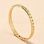 304 Stainless Steel Hinged Bangles for Women, Ion Plating(IP), Real 14K Gold Plated, Inner Diameter: 2x2-3/8 inch(5.05x5.9cm)(AJEW-P127-26G)