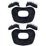 Plush Fiber Self-adhesive Artificial 2 Pairs Eyebrow & 2Pcs Mustaches, Christmas Halloween Cosplay Accessories, Black, 45x70x2mm(DIY-GF0011-79)