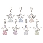 Heart Angel Acrylic Pendant Decorations, Alloy Lobster Claw Clasps Charm for Bag Ornaments, Mixed Color, 35mm(HJEW-JM02538-01)
