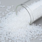 TOHO 11/0 Round Beads, Japanese Seed Beads, (1141) Translucent White, 2.2mm, Hole: 0.8mm, about 50000pcs/pound(SEED-TR11-1141)