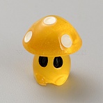 Luminous Resin Micro Landscape Decoration, Glow in the Dark Mushroom Ornaments, Gold, 19x19mm(FIND-TAC0035-09D)