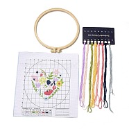 Heart DIY Cross Stitch Beginner Kits, Stamped Cross Stitch Kit, Including Printed Fabric, Embroidery Thread & Needles, Embroidery Hoop, Instructions, 0.3~0.4mm, 8 colors(DIY-NH0005-A08)