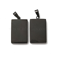 304 Stainless Steel Pendants, Rectangle Charm, Electrophoresis Black, 24.5x14.5x3mm, Hole: 5.5x3mm(STAS-R120-03B)