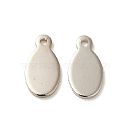 Brass Stamping Blank Tag Pendants, Soldered, Oval, Platinum, 13x7x1mm, Hole: 1.3mm(KK-D234-P)