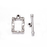 Tibetan Style Alloy Toggle Clasps, Lead Free and Cadmium Free, Rectangle, Antique Silver, Rectangle: 20x11.5mm, Bar: 22x5mm, Hole: 2.5mm(X-LF5079Y)