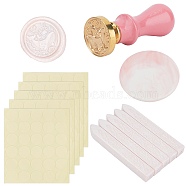 CRASPIRE Wax Seal Stamp Set, with Marble Pattern Porcelain Cup Coasters, Sealing Wax Sticks, Self-Adhesive Present Stickers, Pear Wood Handle and Brass Wax Seal Stamp Head, Mixed Color, 96x7mm, 1pc(DIY-CP0003-53)