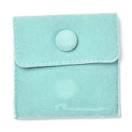 Square Velvet Jewelry Bags, with Snap Fastener, Turquoise, 6.7~7.3x6.7~7.3x0.95cm(X1-TP-B001-01A-06)
