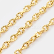 Iron Textured Cable Chains, Unwelded, with Spool, Golden, 3x2x0.5mm, about 328.08 Feet(100m)/roll(CH-0.5YHSZ-G)