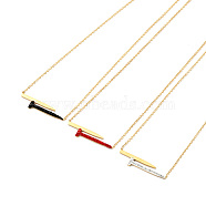 Rhinestone Nail Shape Pendant Necklace, Gold Plated 304 Stainless Steel Jewelry for Women, Mixed Color, 17.52 inch(44.5cm)(NJEW-P229-16G)