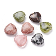 Natural & Synthetic Mixed GemStone, Heart Love Stone, Pocket Palm Stone for Reiki Balancing, 29.5~30x29.5~30x14.5~15mm(G-I285-06)