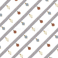 Polyester Lace Trim, with Acrylic Beads Tassel Trimming, Piping Strips for Home Textile Decoration, Colorful, 5/8~2 inch(15~50mm), about 12.58 Yards(11.5m)/Card(OCOR-WH0067-60B)
