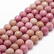 Natural Rhodonite Beads Strands, Faceted, Round, 8mm, Hole: 1mm, about 44pcs/strand, 14.9 inch~15.1 inch(G-D840-16-8mm)