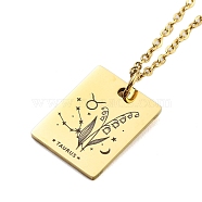 Birthday Flower 304 Stainless Steel Pendant Nacklaces For Women, Cable Chain Necklaces, Real 18K Gold Plated, Taurus, 17.72 inch(45cm), pendant: 17x13mm(STAS-S124-03G-02)