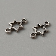 Tibetan Style Alloy Connector Charms, Hollow Star Links, Antique Silver, 10x5.5x1mm, Hole: 0.9mm(FIND-CJC0012-079)