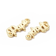 Eco-Friendly Rack Plating Brass Connector Charms, Long-Lasting Plated, Lead Free & Cadmium Free, Word Papi, Real 18K Gold Plated, 6x15x1.5mm, Hole: 1.2mm(KK-F845-06G)
