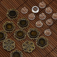 12mm Clear Domed Glass Cabochon Cover for Flower DIY Photo Brass Cabochon Making, Nickel Free, Antique Bronze, Cabochon Settings: 20mm, Tray: 12mm, Hole: 3mm(DIY-X0113-AB-NF)