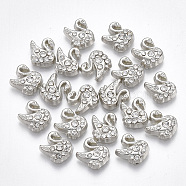 Alloy Cabochons, Fit Floating Locket Charms, with Rhinestone, Swan, Crystal, Platinum, 8x6.5x2.5mm(PALLOY-T054-111)
