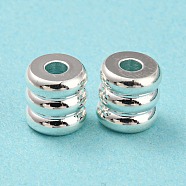 201 Stainless Steel Bead, Grooved Beads, Column, Silver, 6x6mm, Hole: 2mm(STAS-H180-06S)