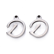 201 Stainless Steel Charms, Laser Cut, Stainless Steel Color, Letter.D, 10x8.5x1mm, Hole: 1mm(STAS-R105-D)