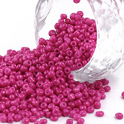 Baking Paint Glass Seed Beads, Fuchsia, 12/0, 1.5~2mm, Hole: 0.5~1mm, about 30000pcs/bag(SEED-S001-K24)