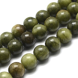Natural Gemstone Beads, Taiwan Jade, Natural Energy Stone Healing Power for Jewelry Making, Round, Olive Drab, 12mm(X-Z0SRR015)