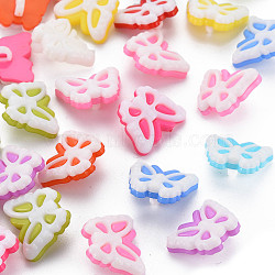 1-Hole Plastic Buttons, Butterfly, Mixed Color, 14.5x18x8mm, Hole: 2.5mm(BUTT-N018-016A)
