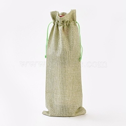Imitation Burlap Pouches, Bottle Bag, Drawstring Bags, Dark Khaki, 34~35x14~15cm(ABAG-WH0012-A13)