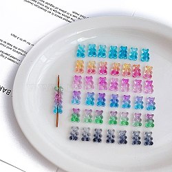 Transparent Gradient Color Acrylic Beads, Bear, Mixed Color, 15.9x10.5x7.2mm, Hole: 2mm(X-OACR-F010-09)