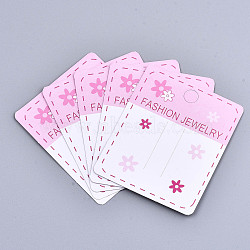 Cardboard Hair Clip Display Cards, Rectangle, Hot Pink, 7.3x6cm(CDIS-R034-16)