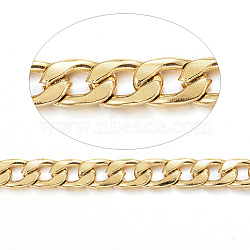 3.28 Feet 304 Stainless Steel Cuban Link Chains, Chunky Curb Chains, Unwelded, for Jewelry Making, Golden, 7x4.5x1mm(X-CHS-P003-20G)