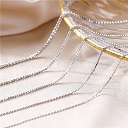925 Sterling Silver Box Chain Necklaces, Platinum, 1.2mm, 45cm(STER-BB71209-B)