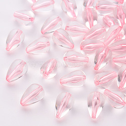 Transparent Acrylic Beads, Teardrop, Pink, 14.5x9.5mm, Hole: 1.6mm, about 600pcs/500g(TACR-S154-26A-26)