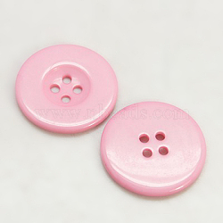 Resin Buttons, Dyed, Flat Round, Pink, 22x3mm(RESI-D033-22mm-05)