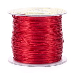 Japanese Flat Elastic Crystal String, Polyester Thread, for Stretch Bracelets Gemstone Jewelry Making, Red, 0.5mm, about 65.6 yards(60m)/roll(EW-Z001-B25)