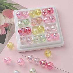 Transparent Acrylic Beads, Round, AB Color Plated, Faceted, Mixed Color, 14mm, Hole: 2.5mm, about 290pcs/500g(OACR-I013-03)