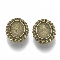 Tibetan Style Alloy Slide Charms Cabochon Settings, Cadmium Free & Nickel Free & Lead Free, Oval, Antique Bronze, Tray: 10x14mm, 22x18x7mm, Hole: 3x10mm, about 270pcs/1000g(TIBE-Q086-034AB-FF)