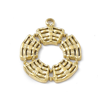 Ion Plating(IP) 304 Stainless Steel Pendants, Flat Round Charms, Real 14K Gold Plated, 17.5x15x1.2mm, Hole: 1.4mm