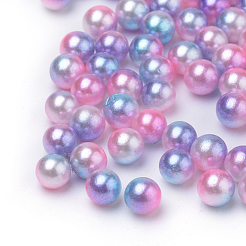 Rainbow Acrylic Imitation Pearl Beads, Gradient Mermaid Pearl Beads, No Hole, Round, Hot Pink, 2.5mm, about 60600pcs/500g