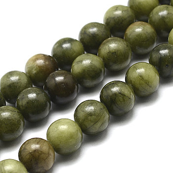 Natural Gemstone Beads, Taiwan Jade, Natural Energy Stone Healing Power for Jewelry Making, Round, Olive Drab, 12mm
