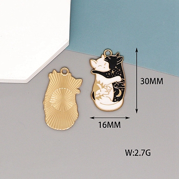Alloy Enamel Pendants, Golden, Cat Charm, 30x16mm