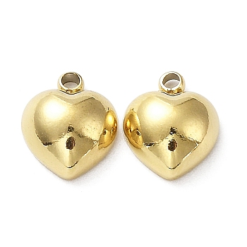 Ion Plating(IP) 304 Stainless Steel Charms, with Crystal Rhinestone, Heart Charm, Real 18K Gold Plated, 8.5x6x3.5mm, Hole: 1mm
