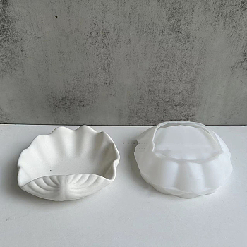 DIY Shell Shape Jewelry Plate Silicone Molds, Storage Molds, Resin Casting Molds, for UV Resin, Epoxy Resin Craft Making, White, 165x145x55mm