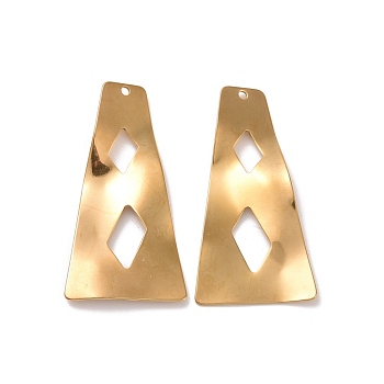 304 Stainless Steel Pendants, Trapezoid, Golden, 43.5x23x1mm, Hole: 1.5mm