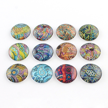 Half Round/Dome Pattern Glass Flatback Cabochons for DIY Projects, Mixed Color, 12x4mm