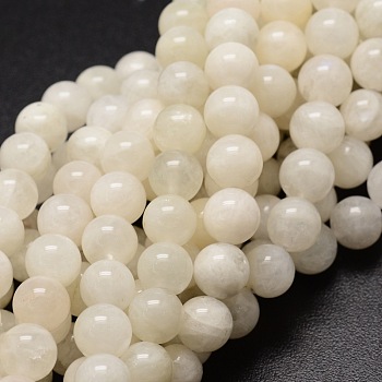 Natural White Moonstone Round Beads Strands, 5~6mm, Hole: 1mm, about 62pcs/strand, 15.7 inch