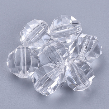Transparent Acrylic Beads, Faceted, Round, Clear, 10x10mm, Hole: 1.8mm, about 940pcs/500g