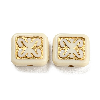 Plating Acrylic Beads, Golden Metal Enlaced, Square with Wave Pattern, Lemon Chiffon, 10.5x12x5mm, Hole: 1.8mm, about 833pcs/500g